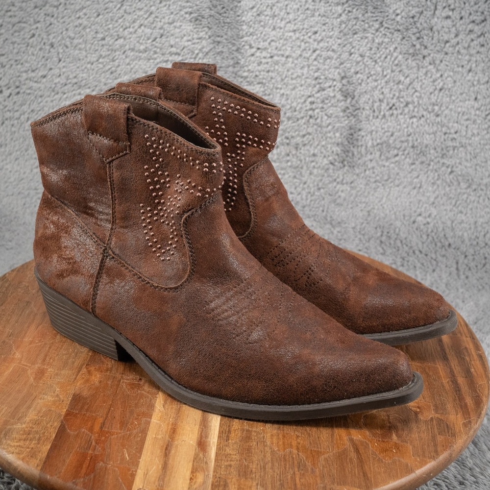 MADDEN GIRL BROWN WESTERN SHORT PIXIE BOOTS‎ WOMENS SZ 11 M